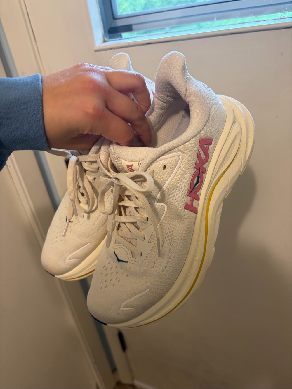 Hoka Women's Cream Running Shoes. Clifton 10.